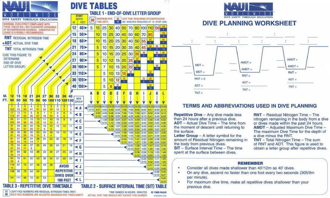 Recreational Dive Planner NAUI Divetalking Divetalking